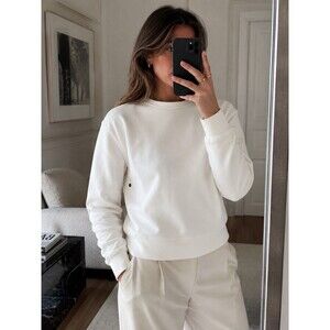 Rag & Bone Sweatshirt Womens M White Fleece Lined Crewneck Minimalist Chic